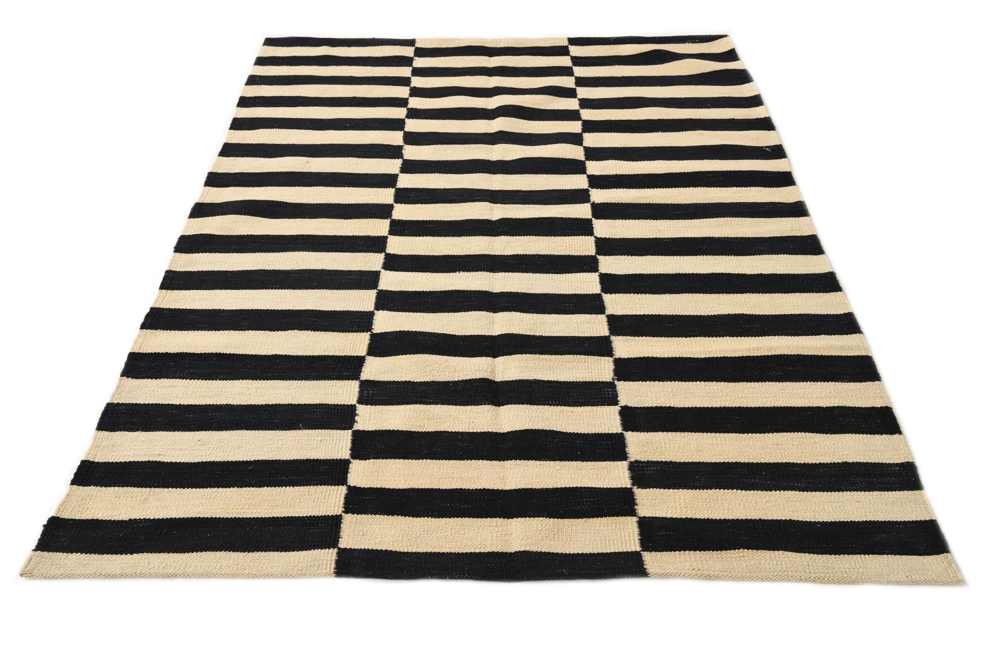 4' 3 x 5' 10 Hand Woven Kilim Modern Wool Rug