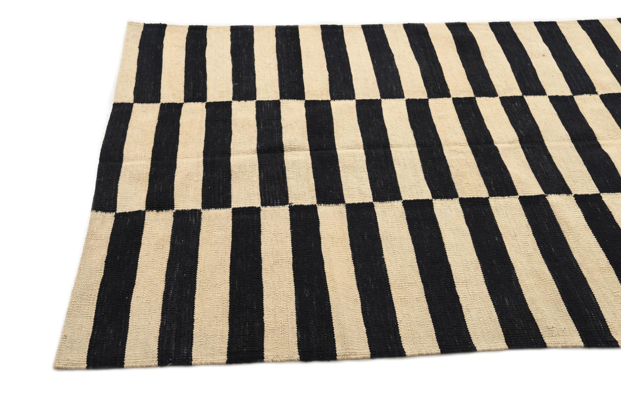 4' 3 x 5' 10 Hand Woven Kilim Modern Wool Rug