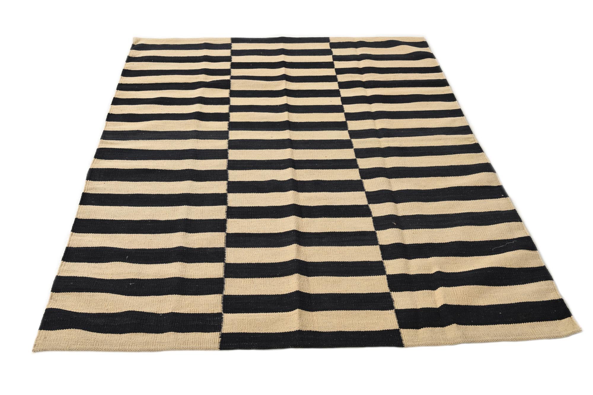 4' 2 x 5' 10 Hand Woven Kilim Modern Wool Rug