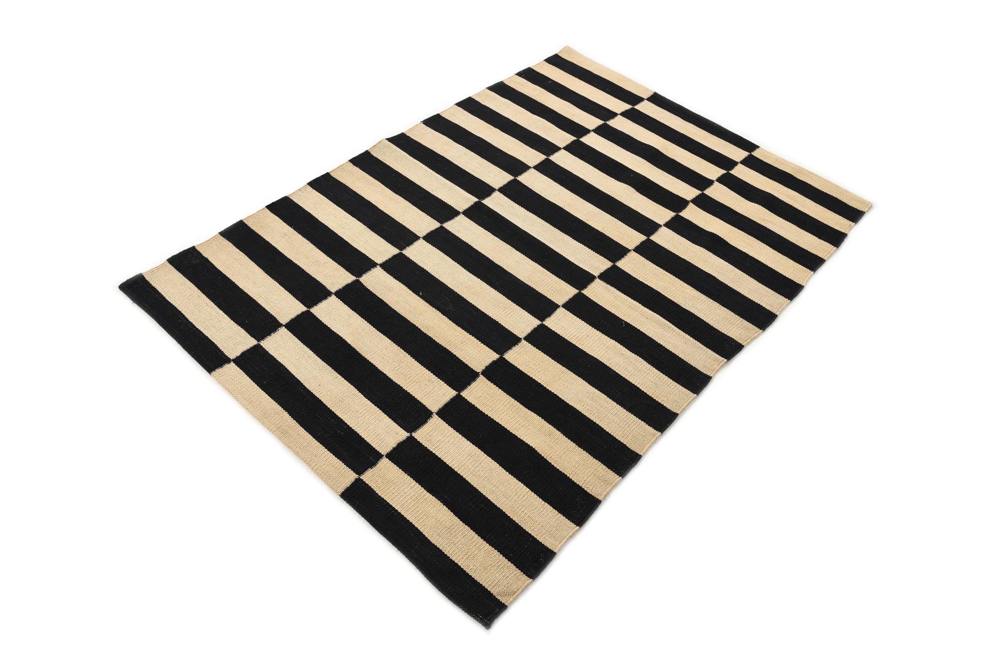 3' 4 x 4' 10 Hand Woven Kilim Modern Wool Rug