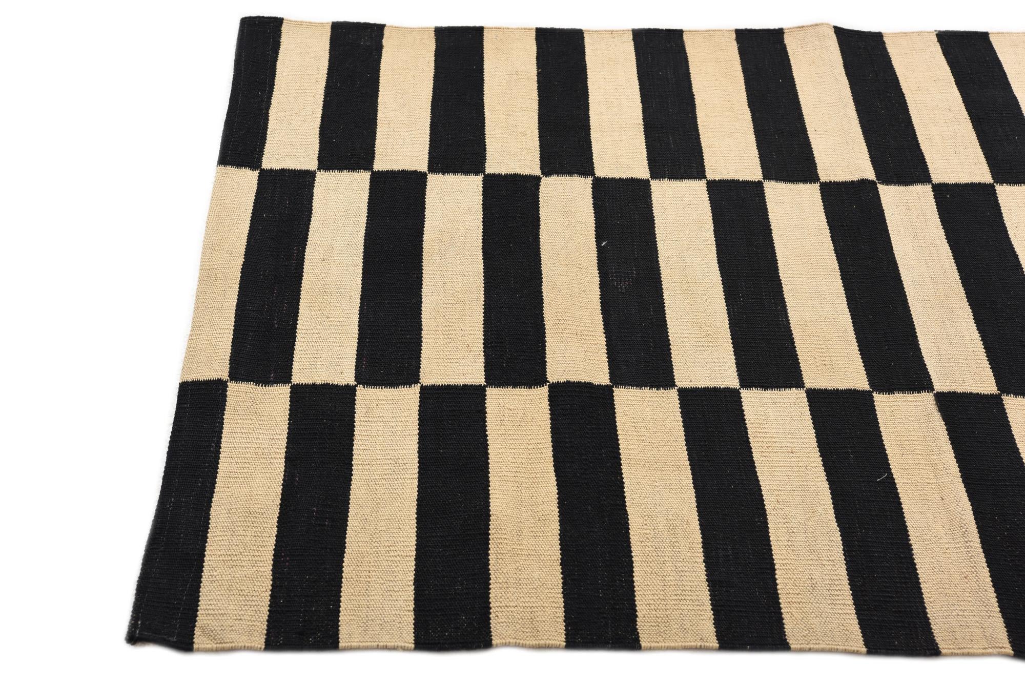 3' 4 x 4' 10 Hand Woven Kilim Modern Wool Rug