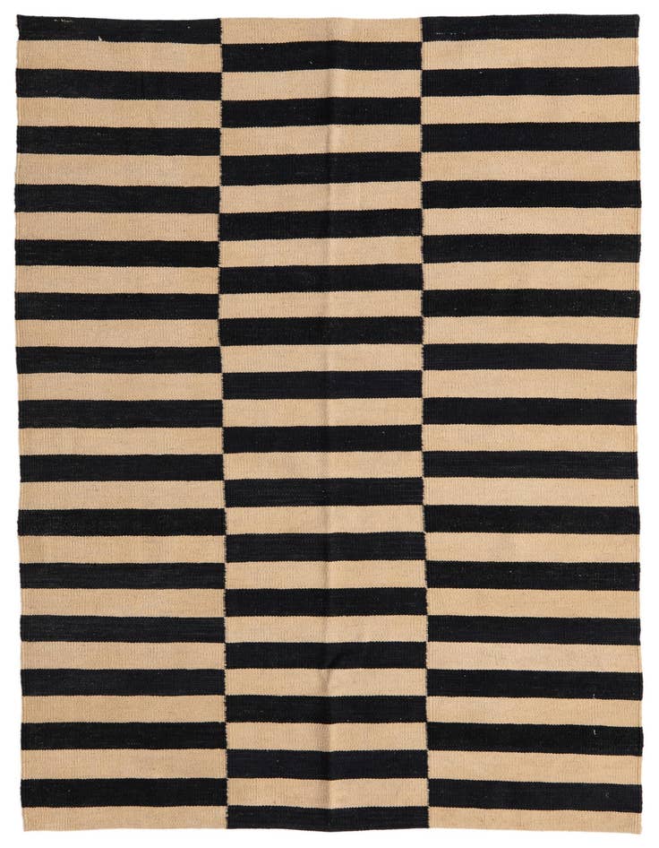 Detail image of 4' 2 x 5' 11 Hand Woven Kilim Modern Wool Rug
