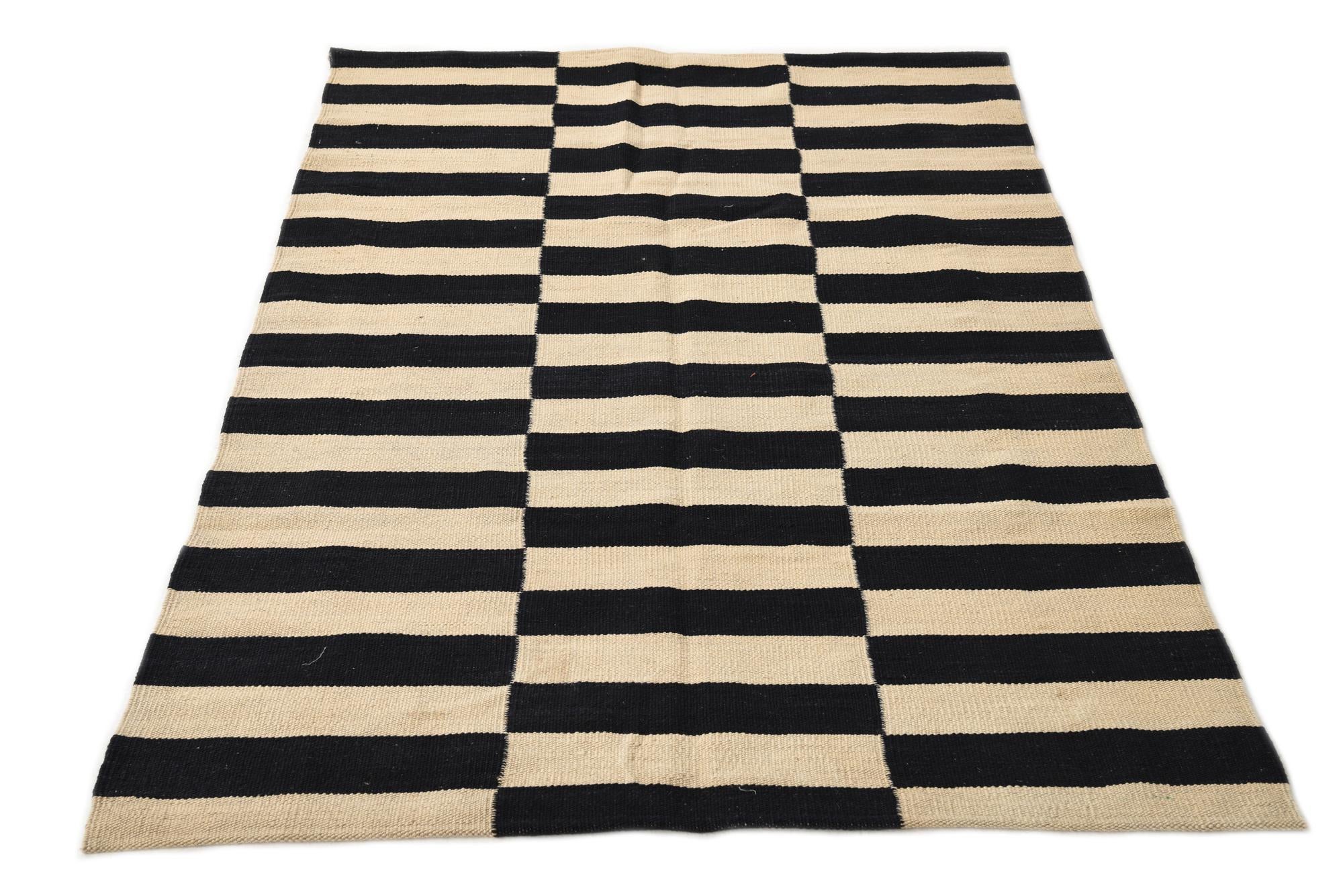 3' 3 x 4' 10 Hand Woven Kilim Modern Wool Rug