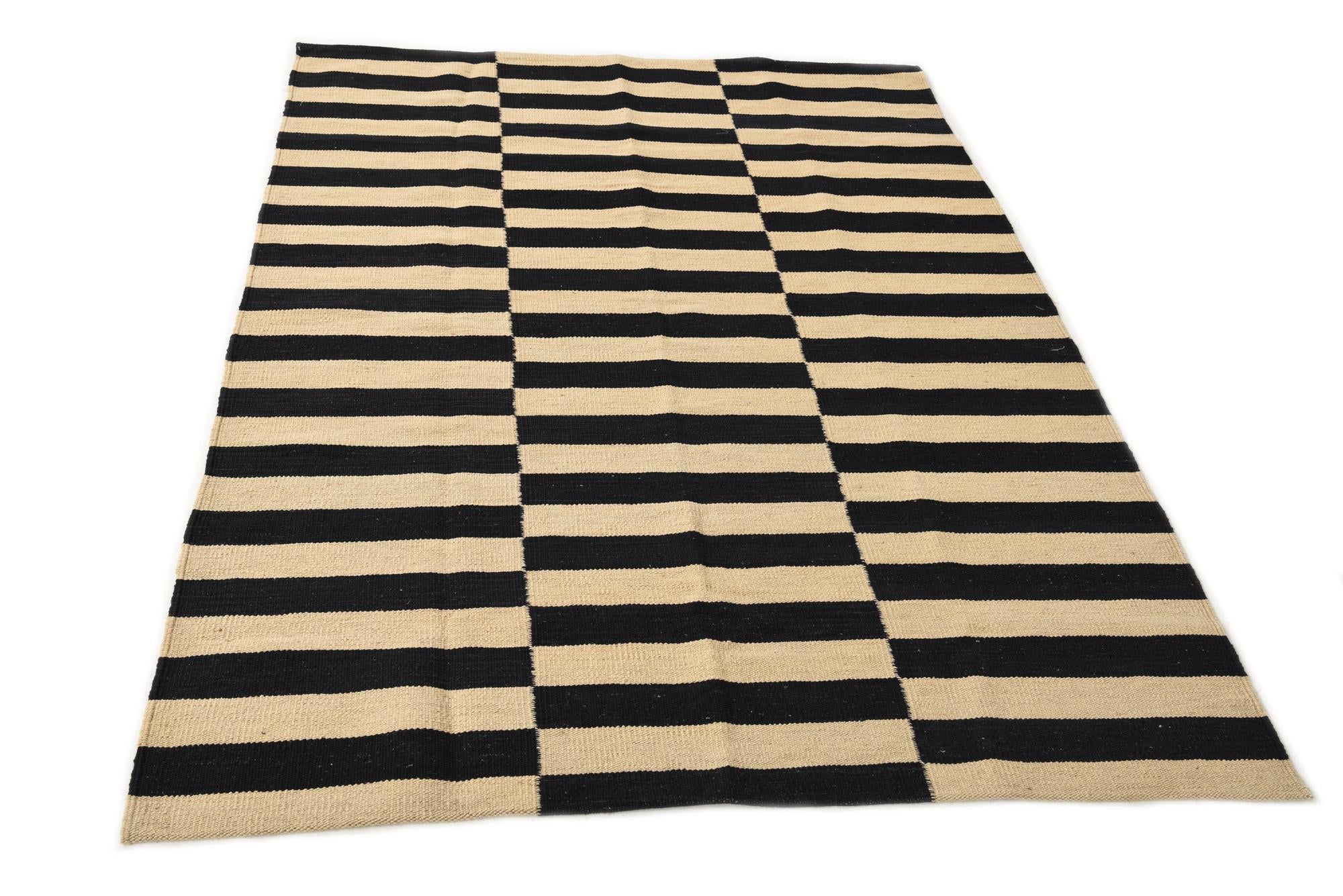 4' 2 x 5' 10 Hand Woven Kilim Modern Wool Rug