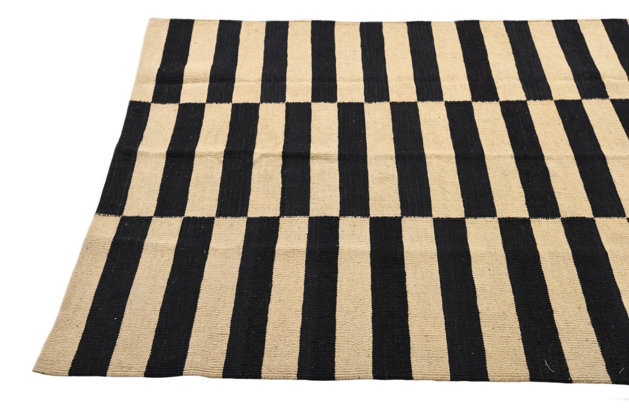 4' 2 x 5' 10 Hand Woven Kilim Modern Wool Rug