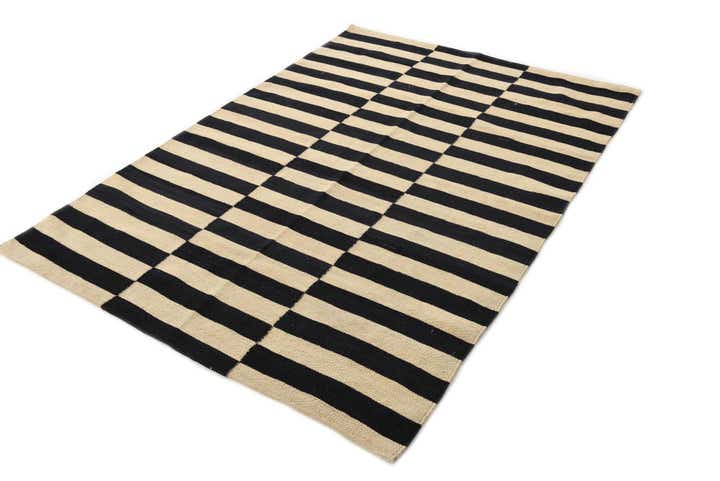 3' 4 x 4' 10 Hand Woven Kilim Modern Wool Rug