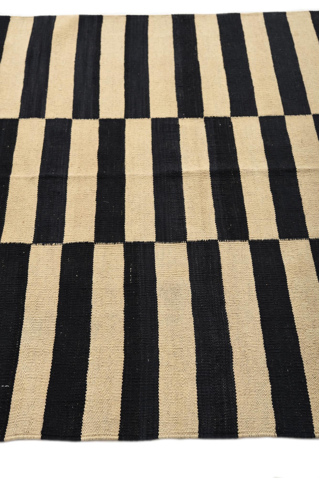 3' 4 x 4' 10 Hand Woven Kilim Modern Wool Rug
