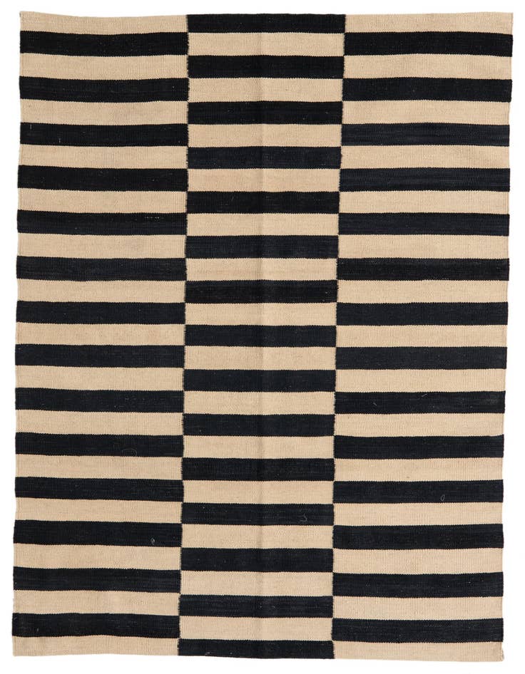 Detail image of 3' 4 x 4' 10 Hand Woven Kilim Modern Wool Rug