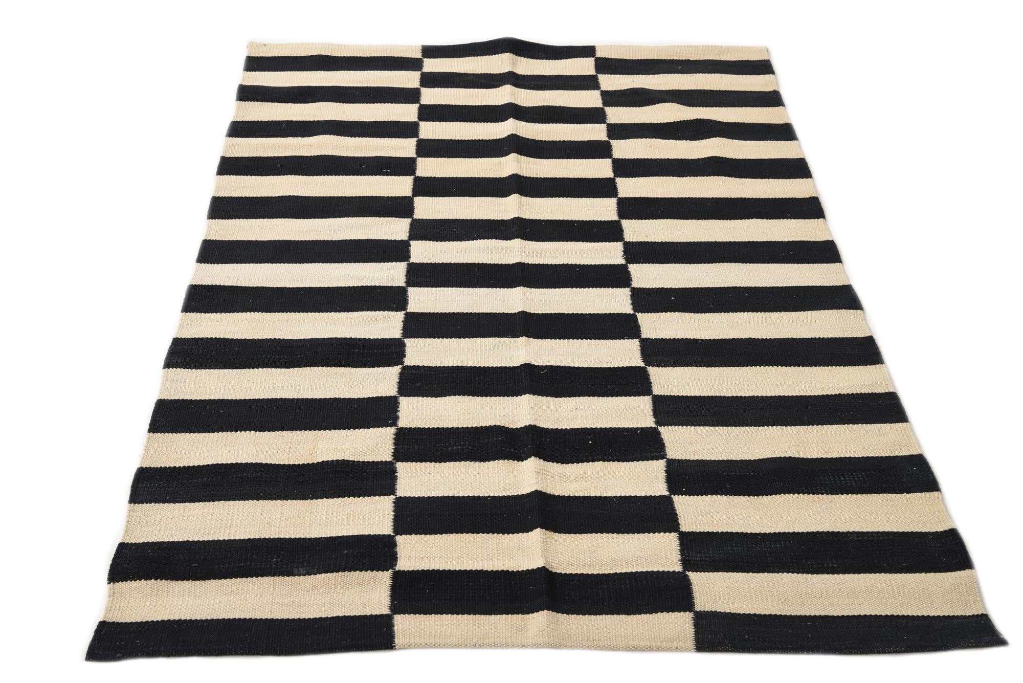 3' 3 x 4' 11 Hand Woven Kilim Modern Wool Rug