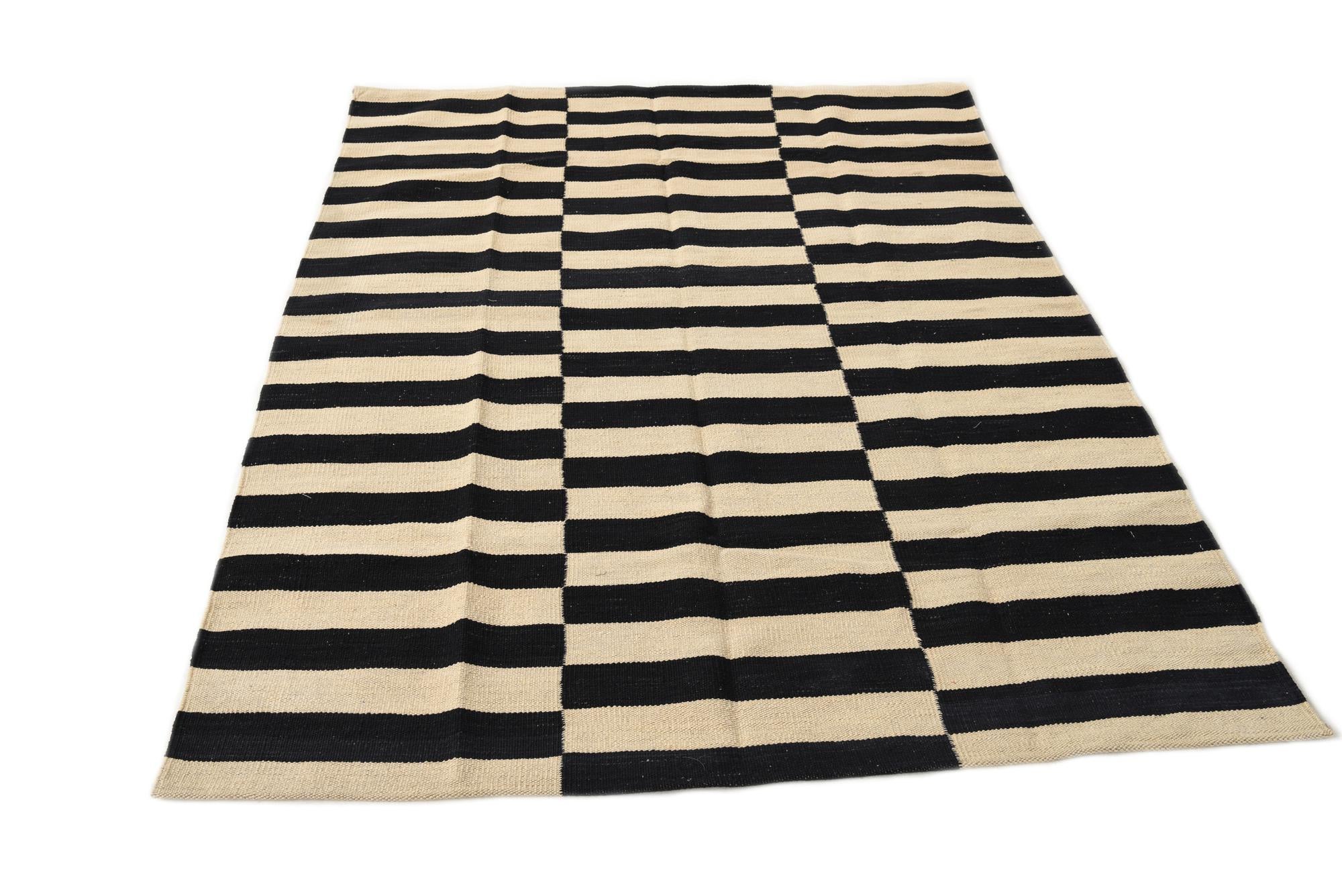 4' x 5' 9 Hand Woven Kilim Modern Wool Rug