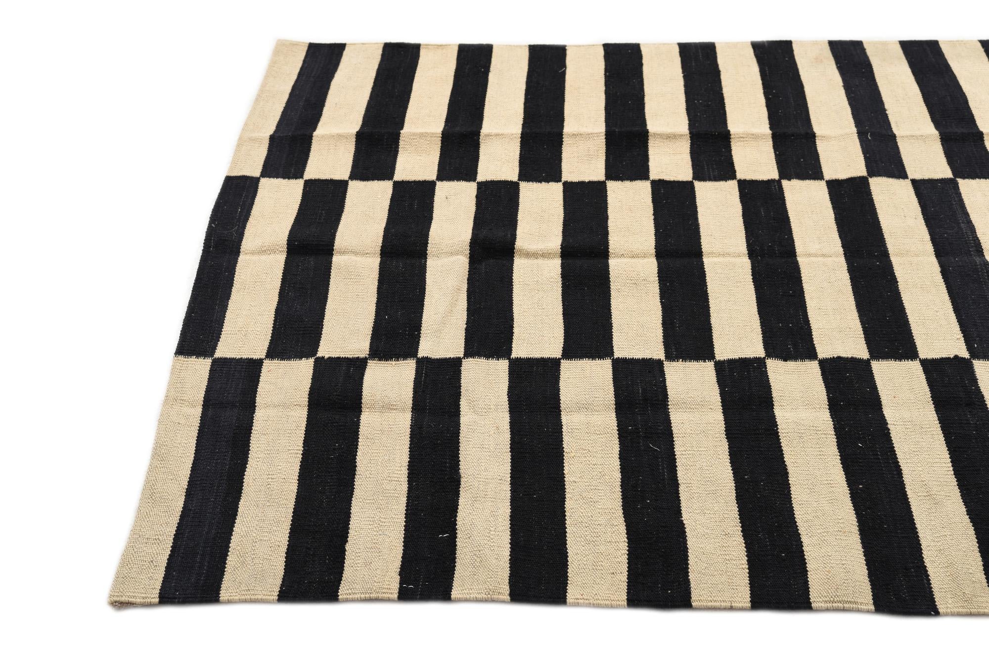 4' x 5' 9 Hand Woven Kilim Modern Wool Rug