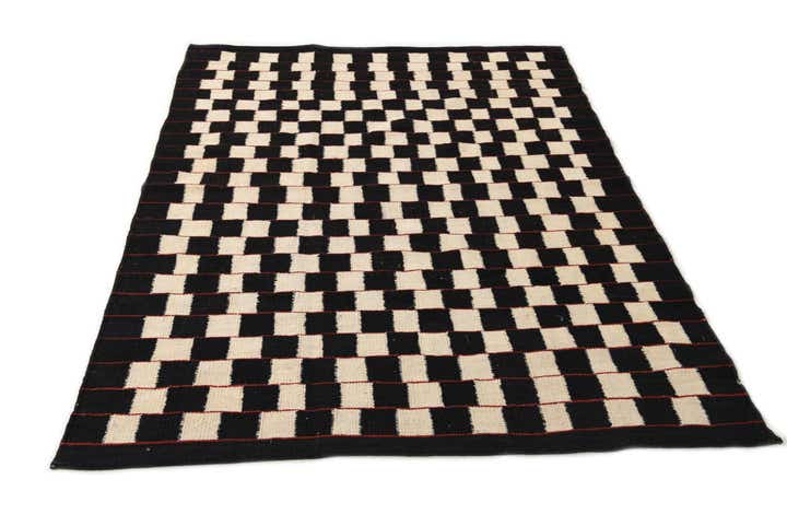 4' 5 x 5' 10 Hand Woven Kilim Modern Wool Rug