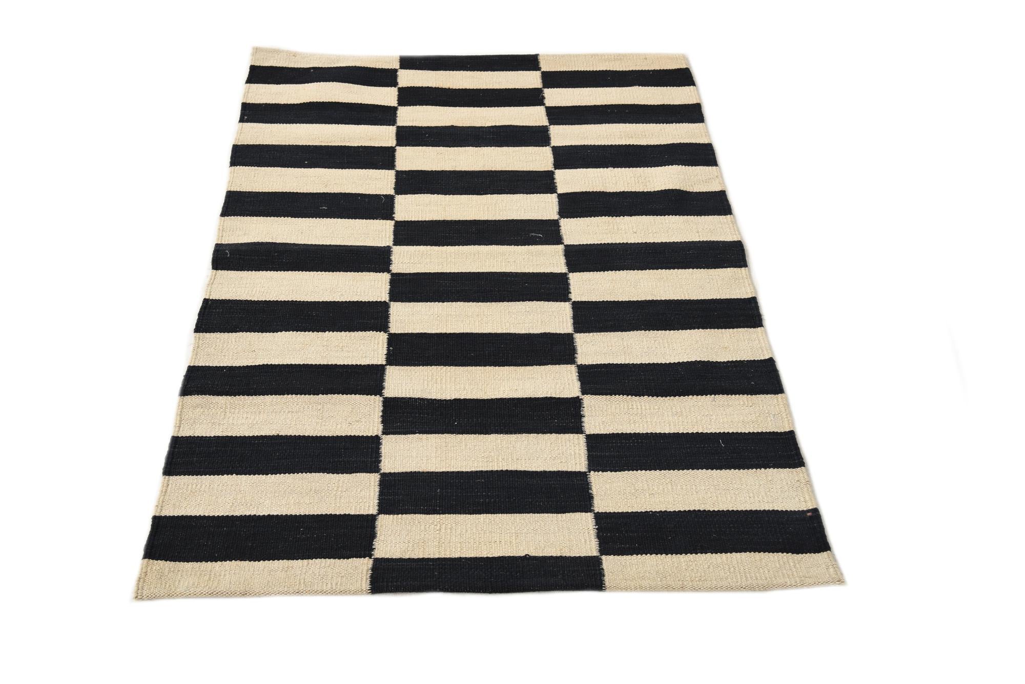 2' 8 x 3' 11 Hand Woven Kilim Modern Wool Rug