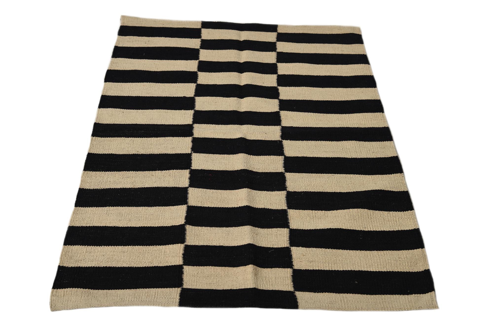 2' 8 x 3' 10 Hand Woven Kilim Modern Wool Rug