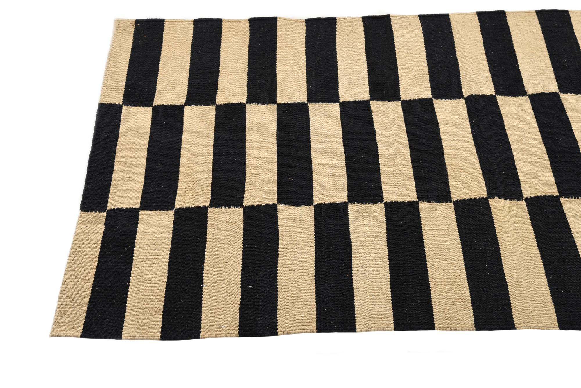 2' 8 x 3' 10 Hand Woven Kilim Modern Wool Rug