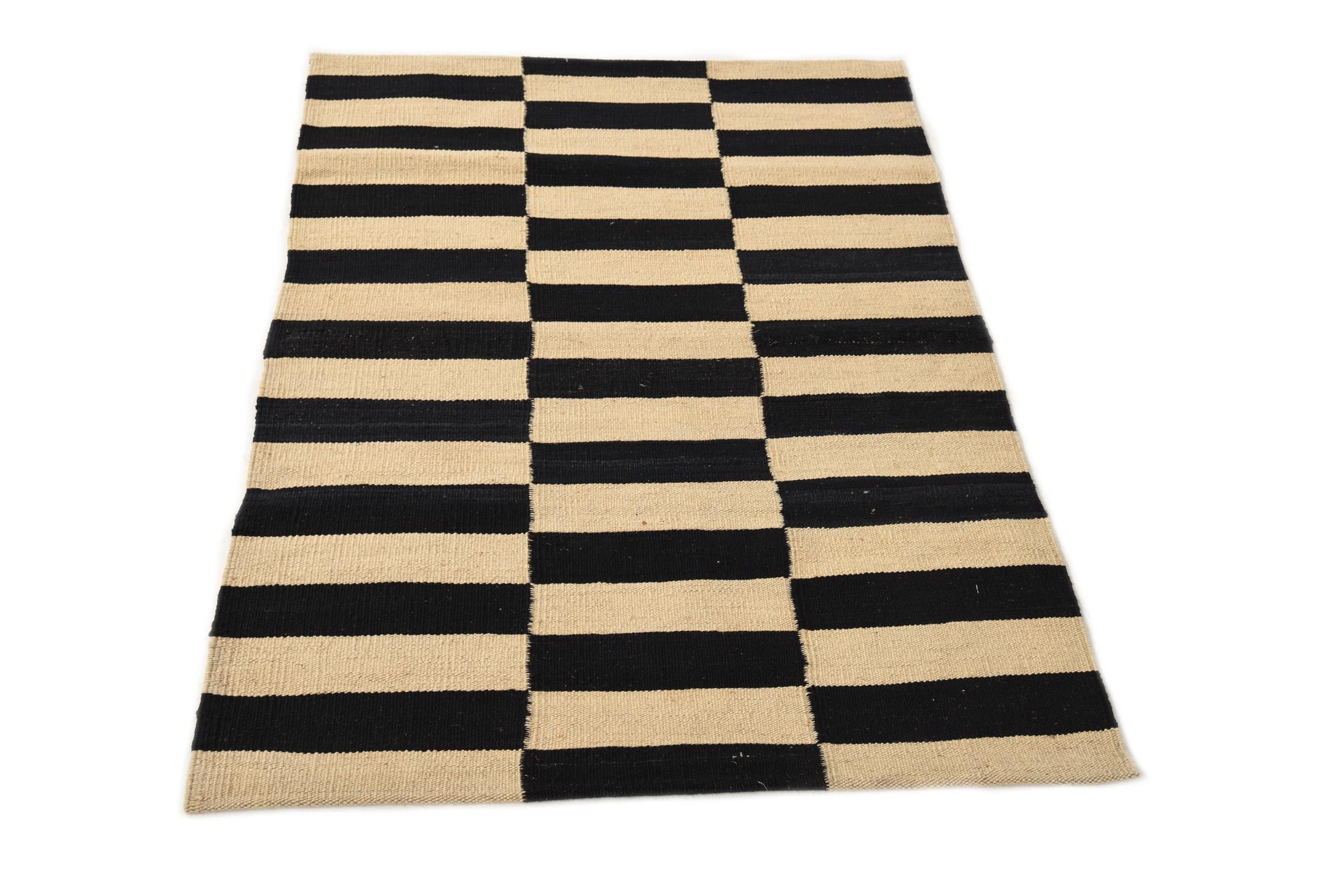 2' 8 x 3' 11 Hand Woven Kilim Modern Wool Rug