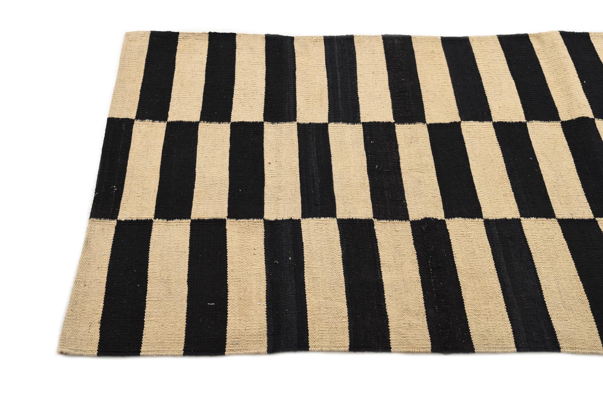 2' 8 x 3' 11 Hand Woven Kilim Modern Wool Rug