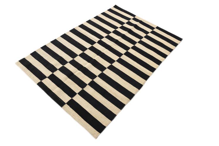 Detail image of 3' 4 x 4' 11 Hand Woven Kilim Modern Wool Rug