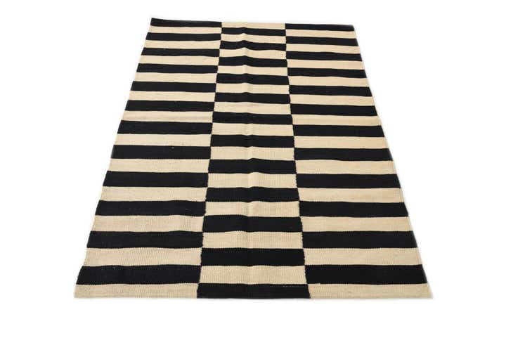 3' 4 x 4' 11 Hand Woven Kilim Modern Wool Rug
