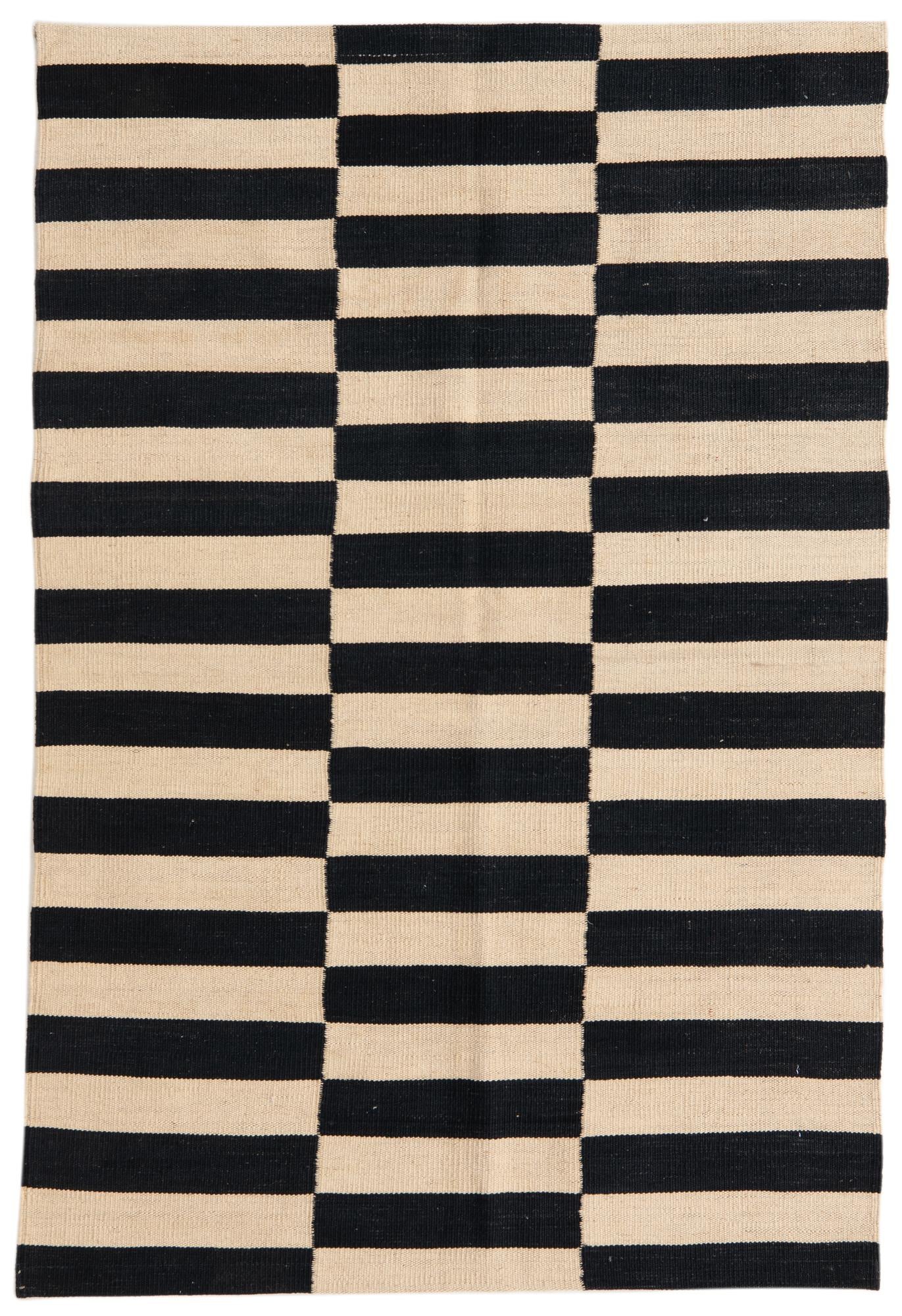 3' 4 x 4' 11 Hand Woven Kilim Modern Wool Rug