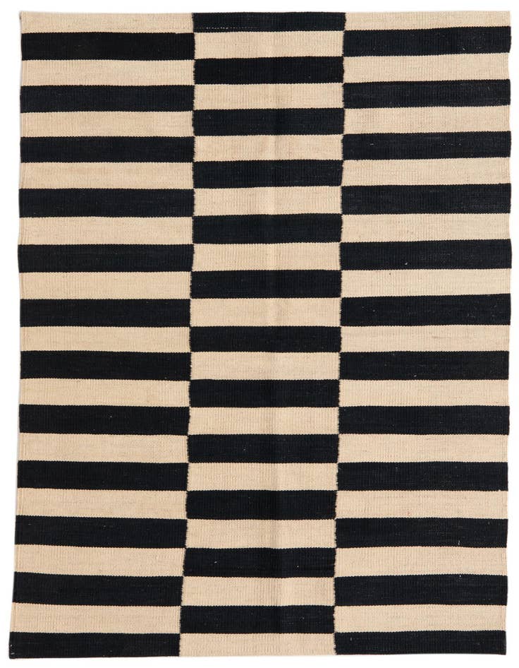 Detail image of 3' 4 x 4' 11 Hand Woven Kilim Modern Wool Rug