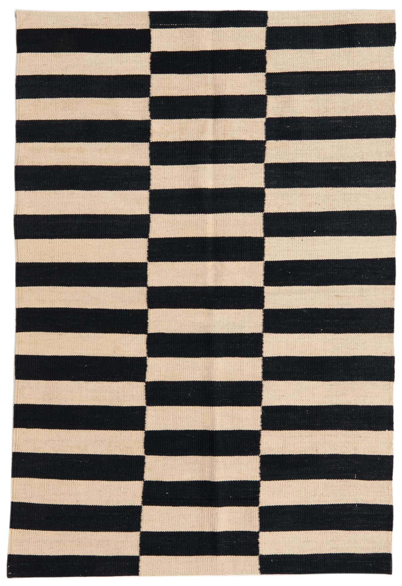 3' 4 x 4' 11 Hand Woven Kilim Modern Wool Rug
