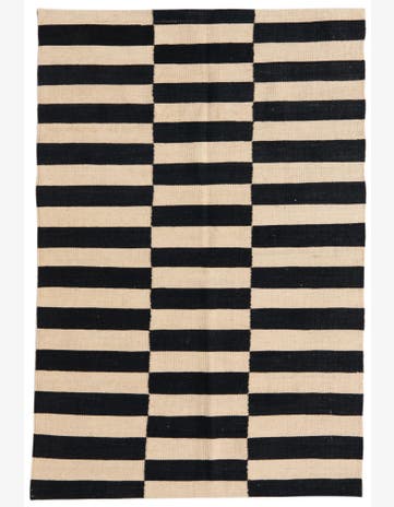 3' 4 x 4' 11 Hand Woven Kilim Modern Wool Rug