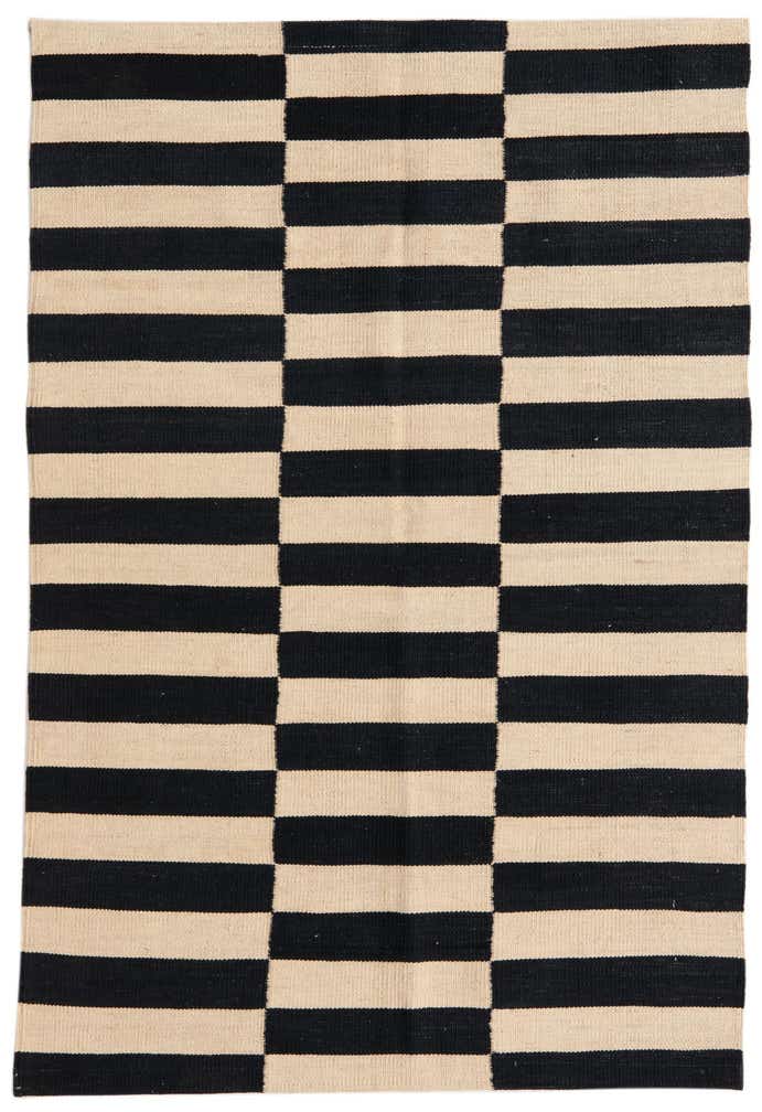 3' 4 x 4' 11 Hand Woven Kilim Modern Wool Rug