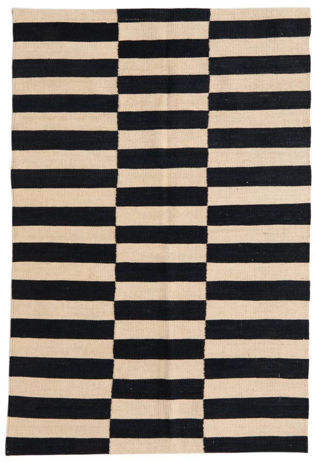 Detail image of 3' 4 x 4' 11 Hand Woven Kilim Modern Wool Rug