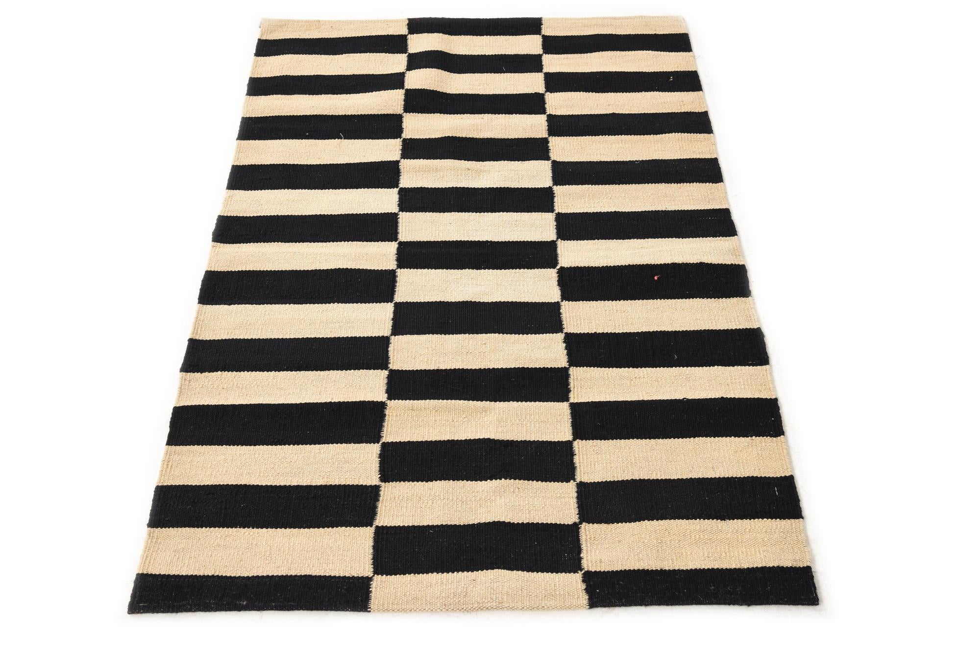 2' 8 x 4' Hand Woven Kilim Modern Wool Rug