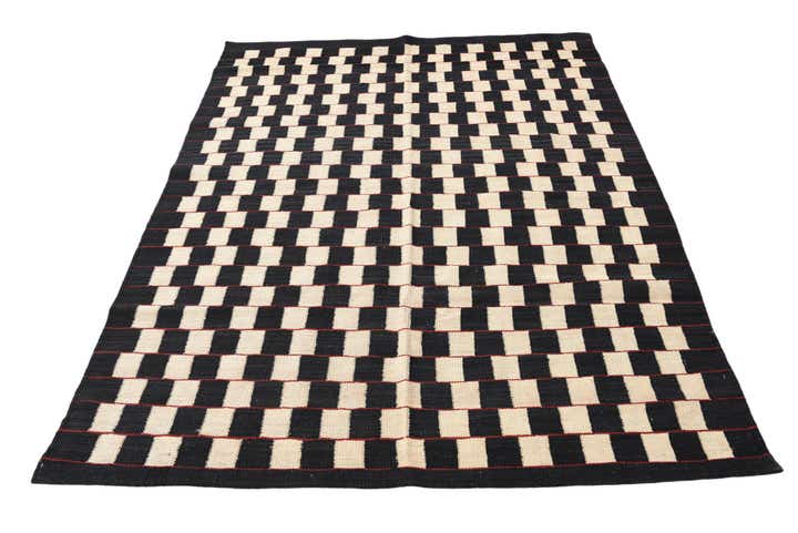 4' 11 x 6' 4 Hand Woven Kilim Modern Wool Rug