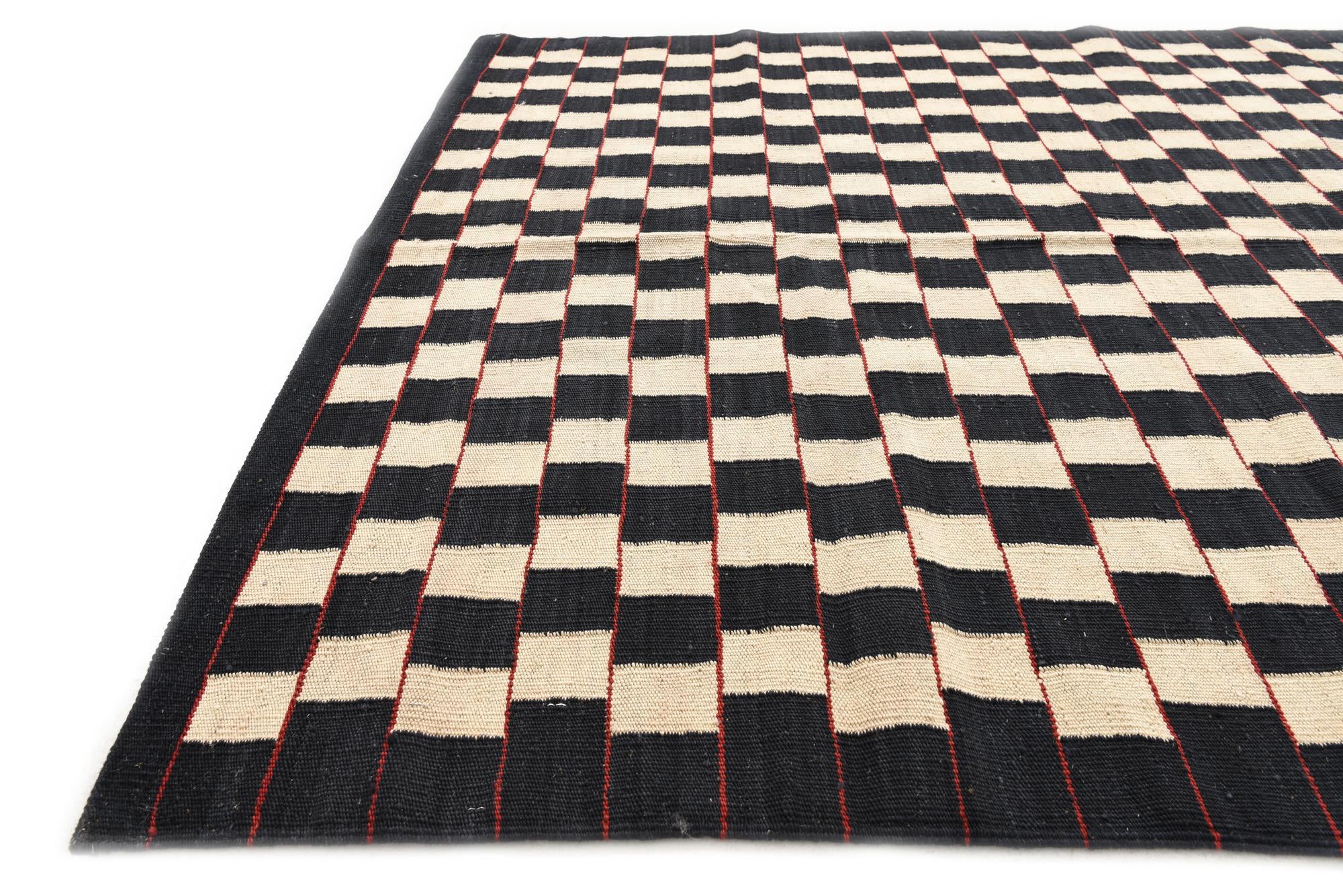 4' 11 x 6' 4 Hand Woven Kilim Modern Wool Rug