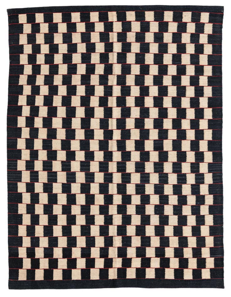 Detail image of 4' 11 x 6' 4 Hand Woven Kilim Modern Wool Rug