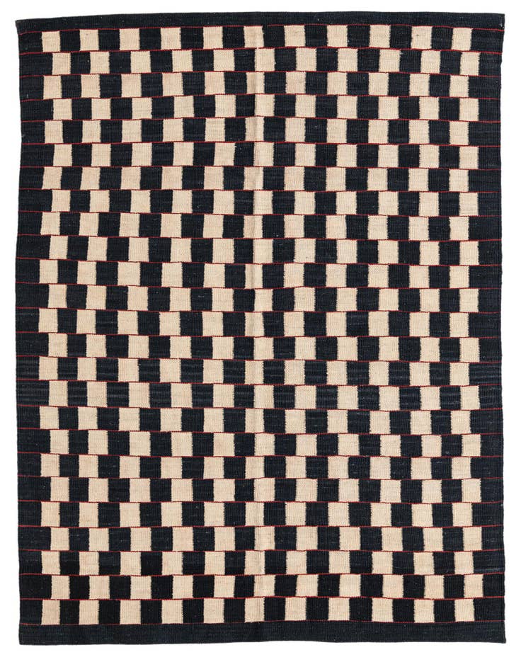 Detail image of 4' 11 x 6' 4 Hand Woven Kilim Modern Wool Rug