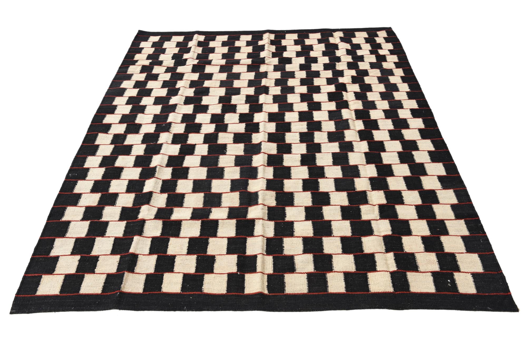 5' 2 x 6' 3 Hand Woven Kilim Modern Wool Rug