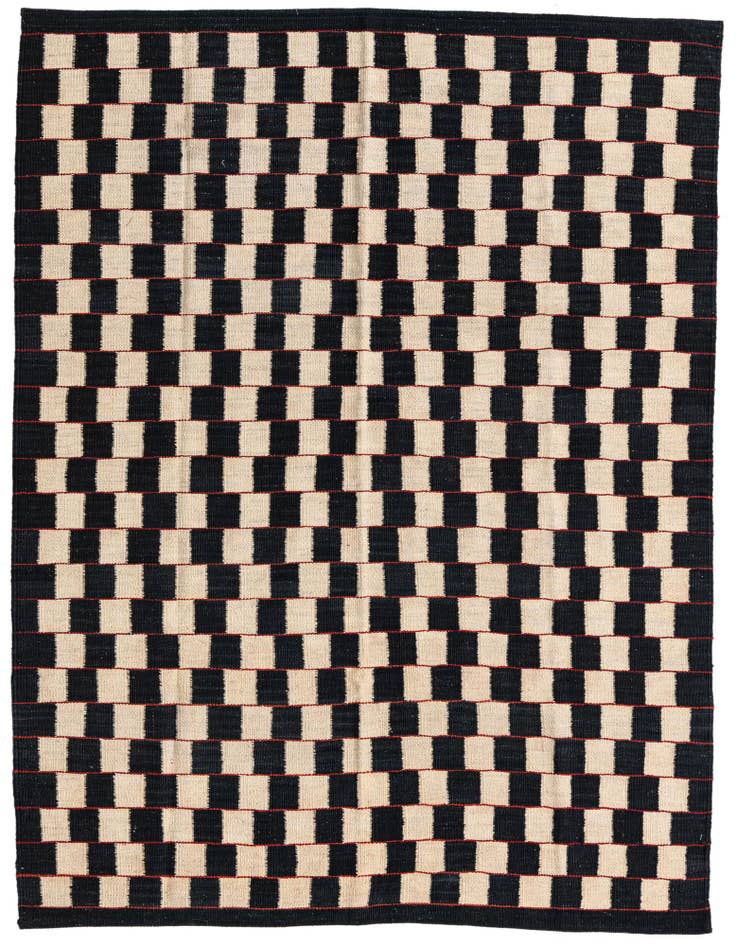 Detail image of 4' 10 x 6' 4 Hand Woven Kilim Modern Wool Rug