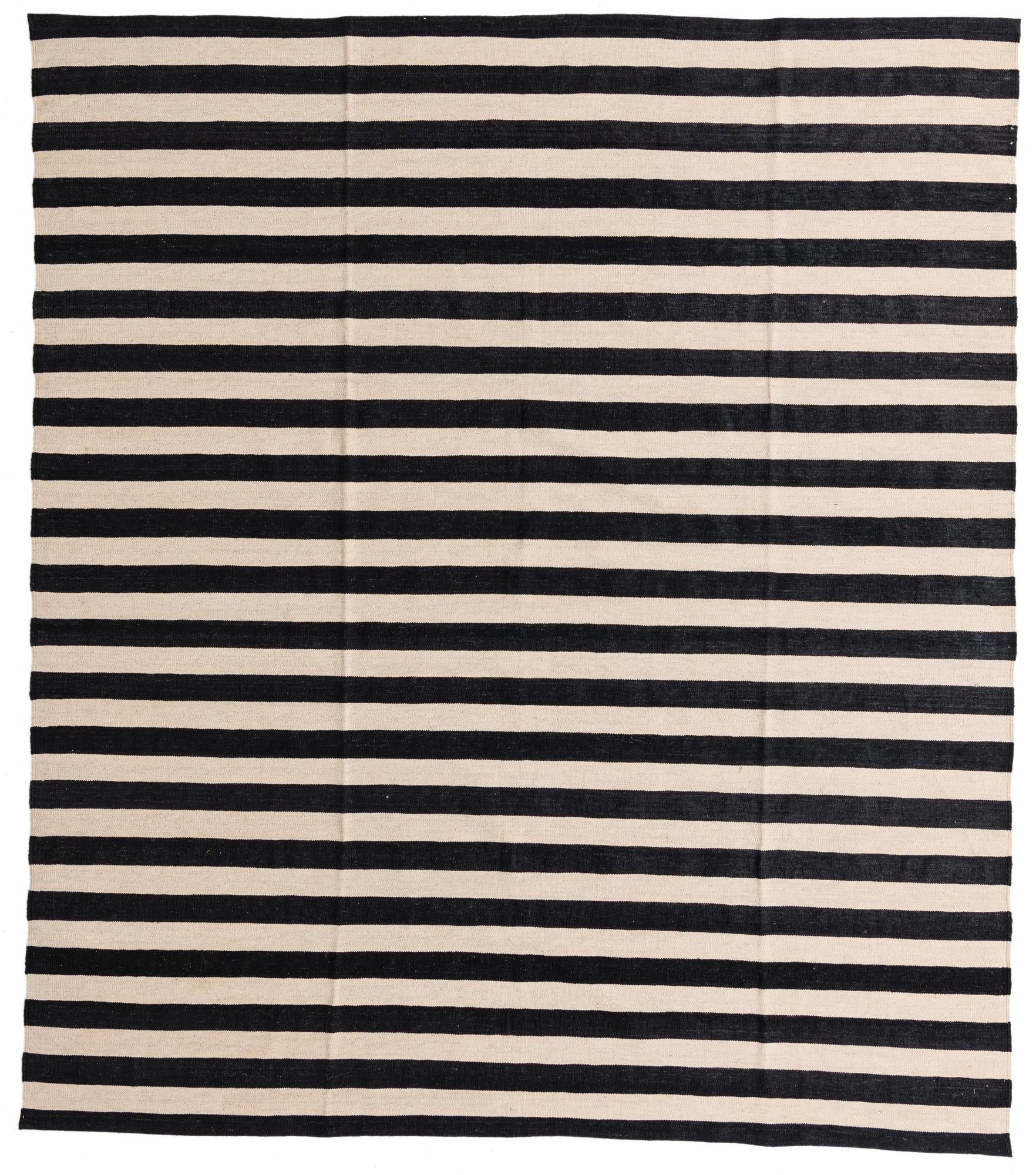 8' 6 x 9' 8 Hand Woven Kilim Modern Wool Rug