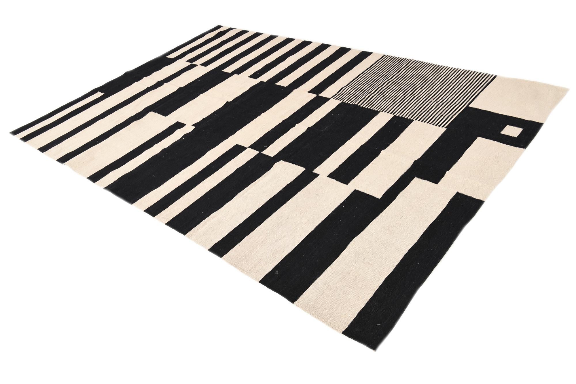 6' 7 x 9' 8 Hand Woven Kilim Modern Wool Rug
