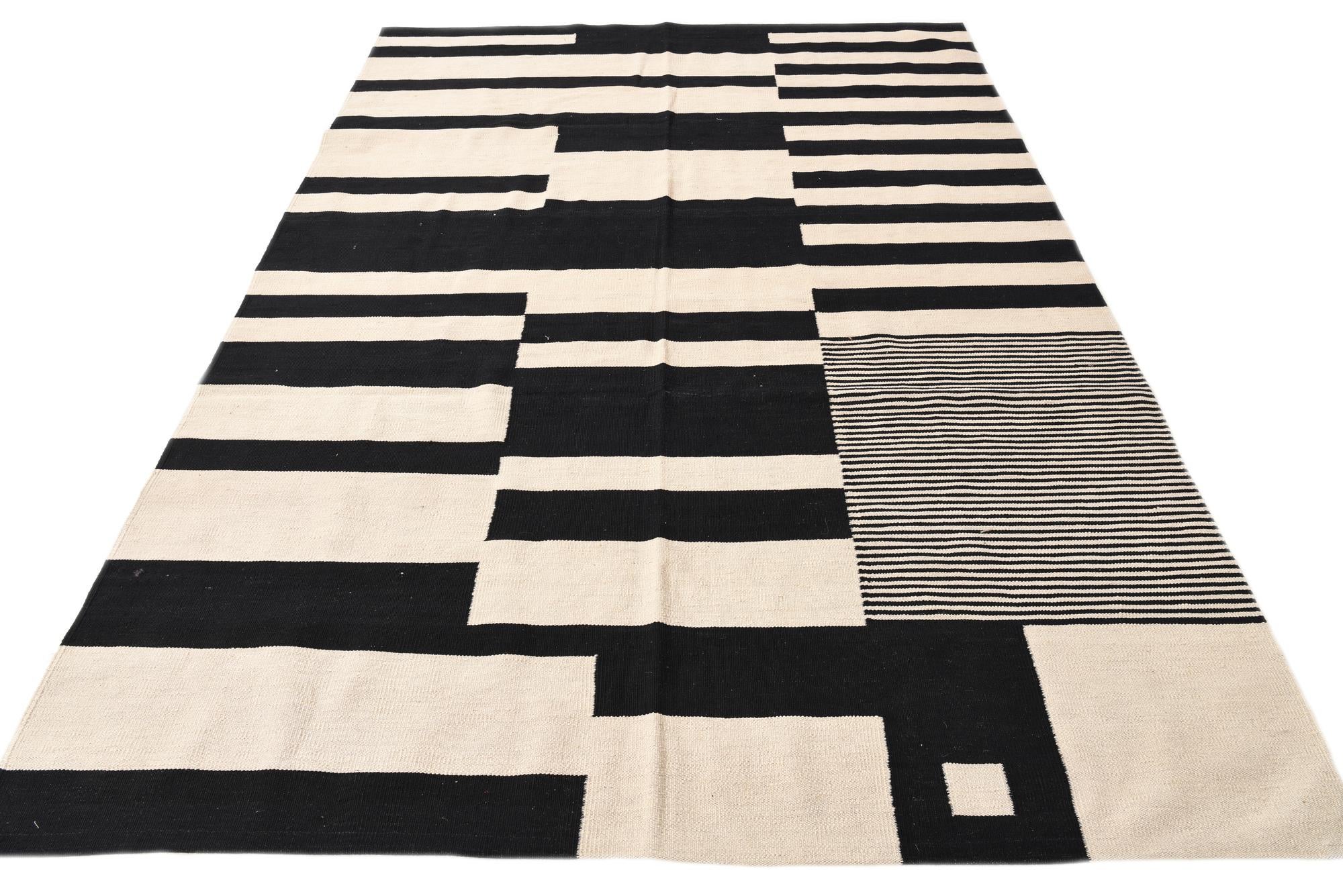 6' 7 x 9' 8 Hand Woven Kilim Modern Wool Rug
