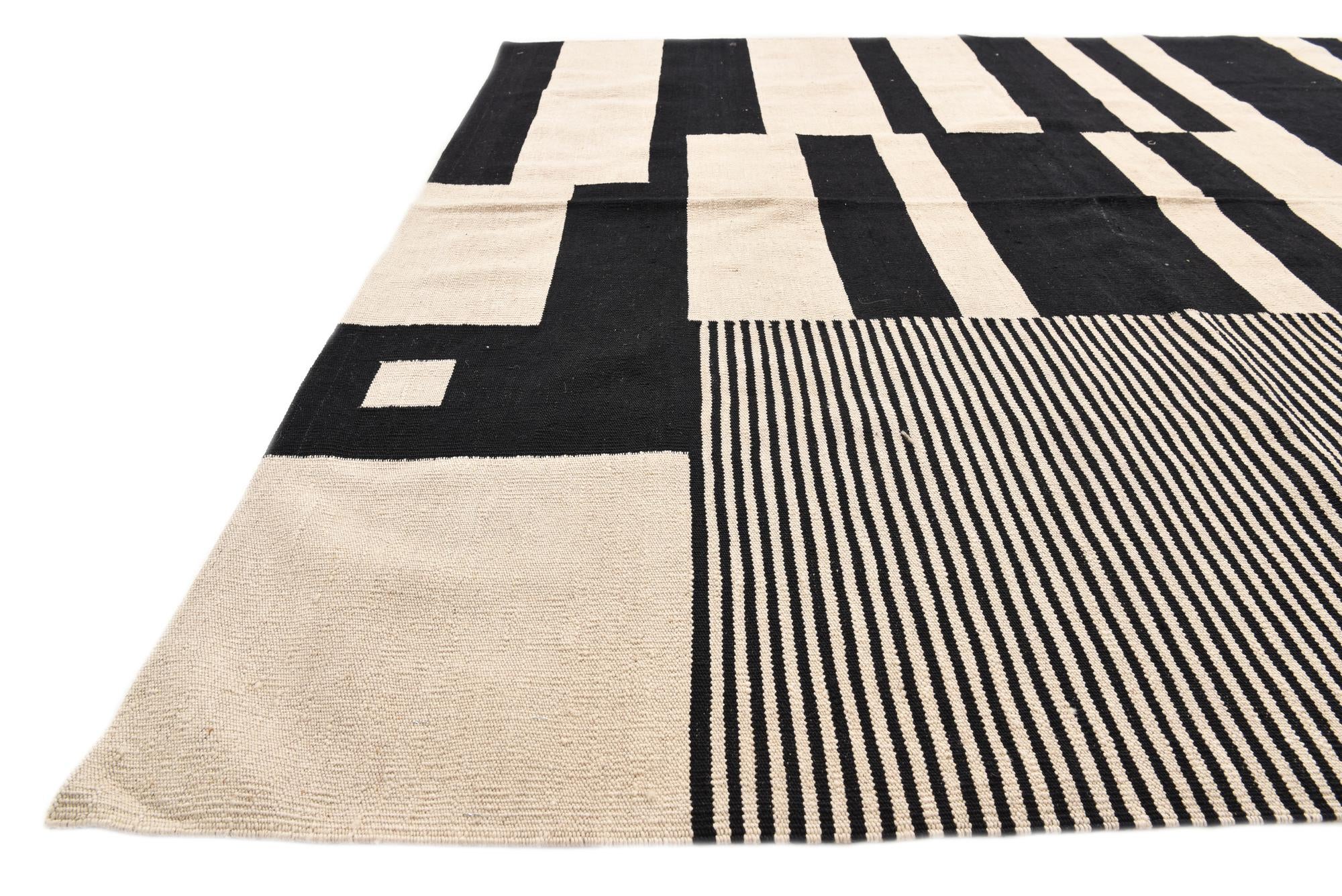 6' 7 x 9' 8 Hand Woven Kilim Modern Wool Rug