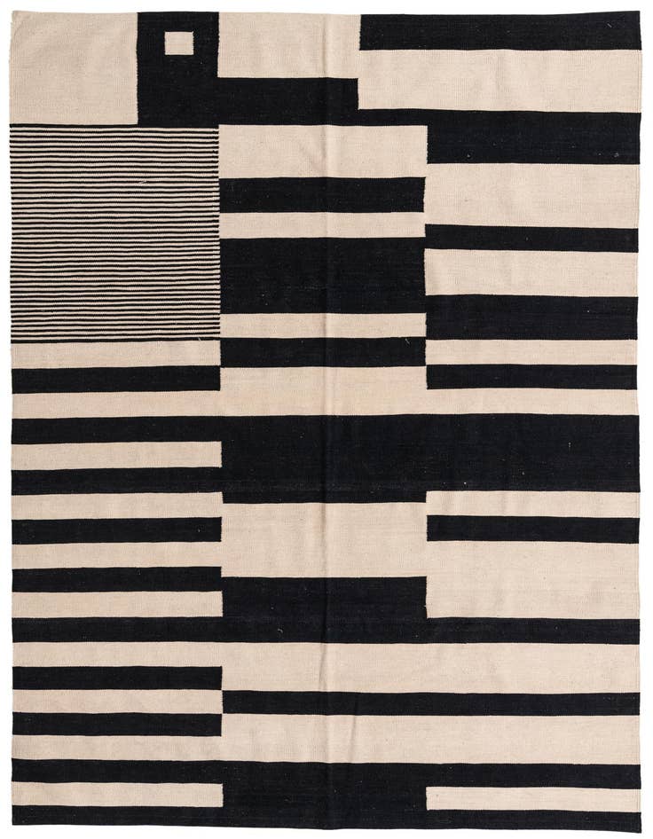 Detail image of 6' 7 x 9' 8 Hand Woven Kilim Modern Wool Rug