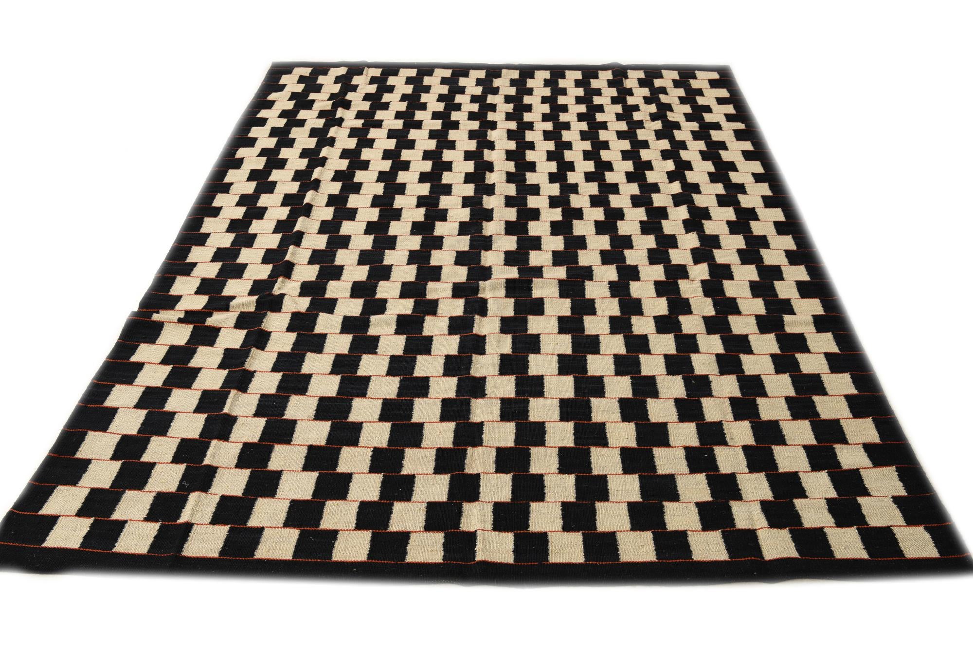5' 9 x 7' 7 Hand Woven Kilim Modern Wool Rug