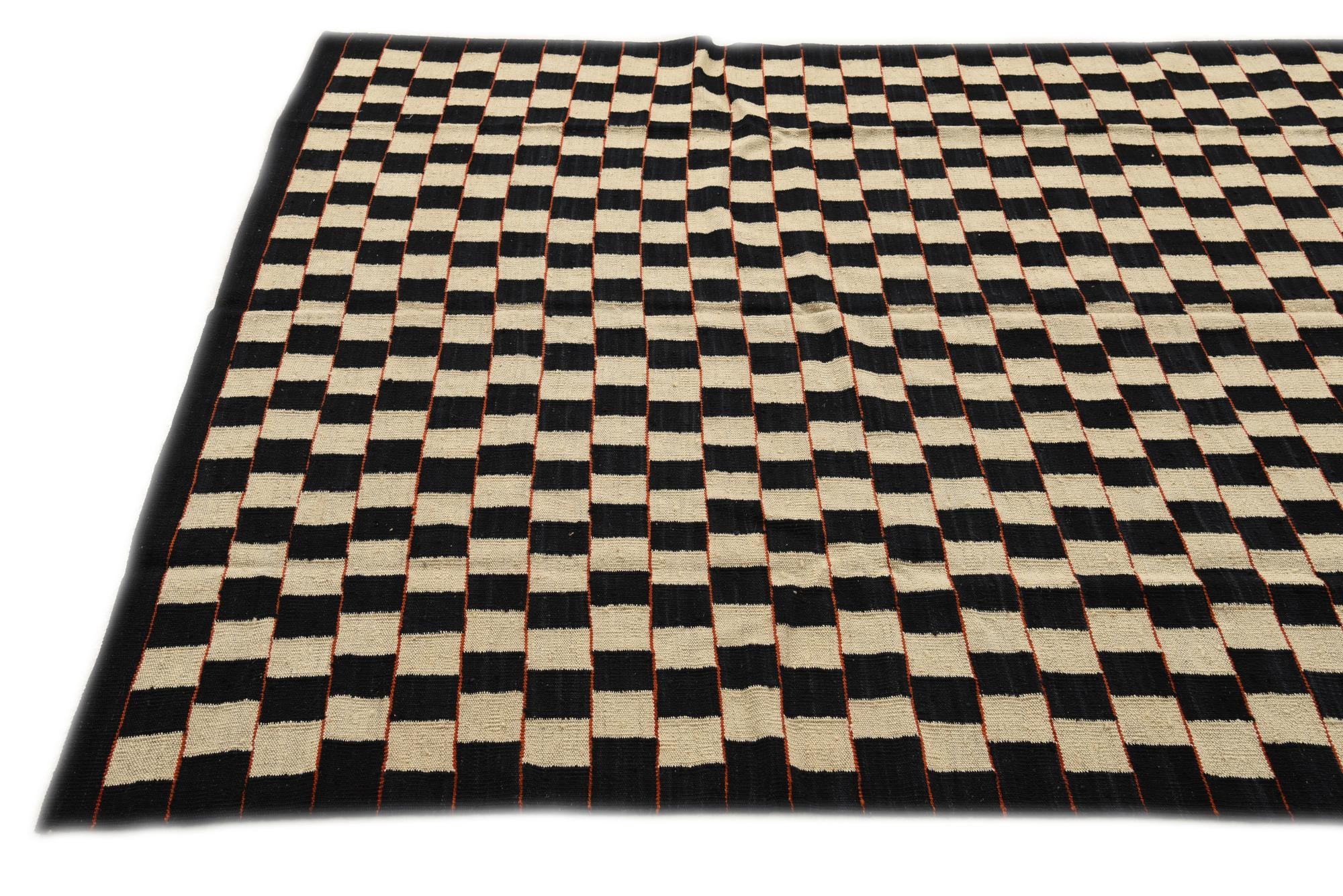 5' 9 x 7' 7 Hand Woven Kilim Modern Wool Rug