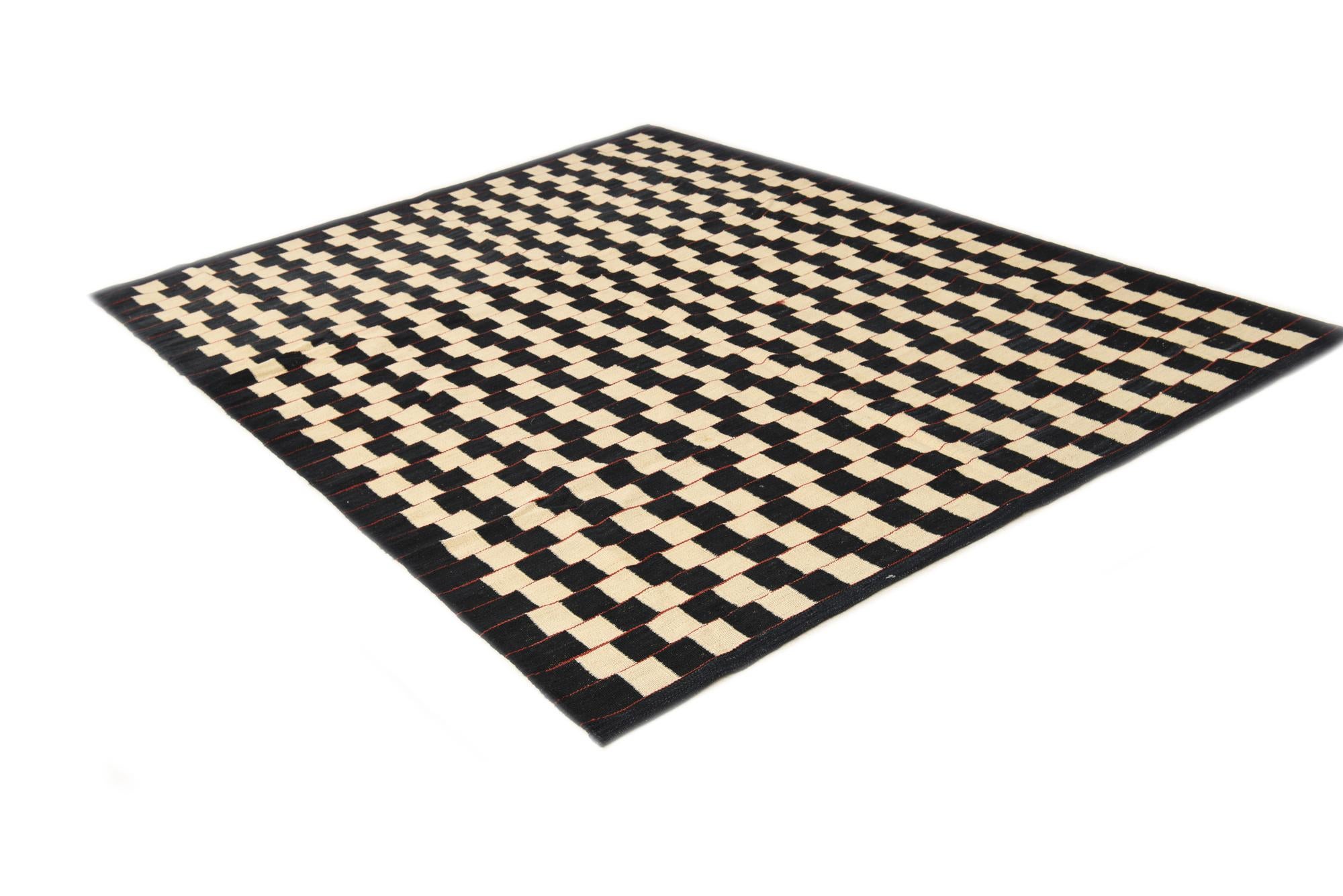 5' 8 x 7' 6 Hand Woven Kilim Modern Wool Rug