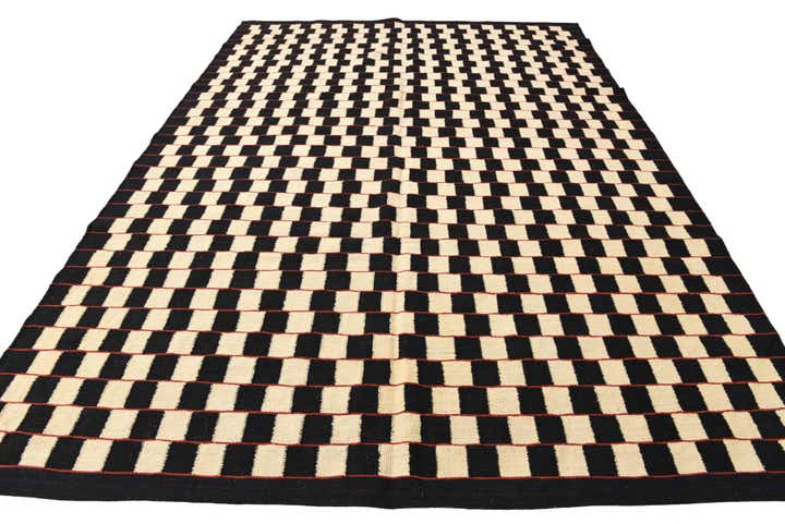 6' 9 x 9' 6 Hand Woven Kilim Modern Wool Rug