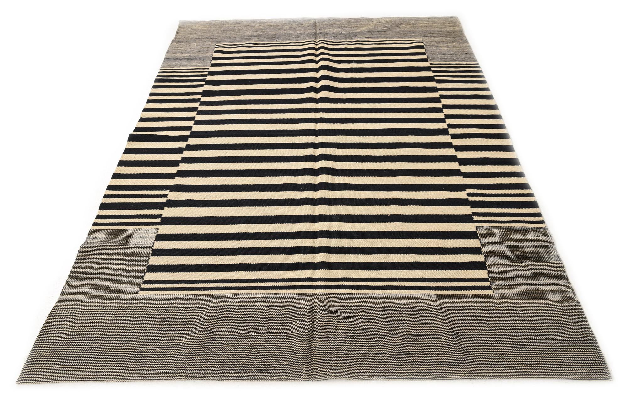 5' 7 x 7' 8 Hand Woven Kilim Modern Wool Rug