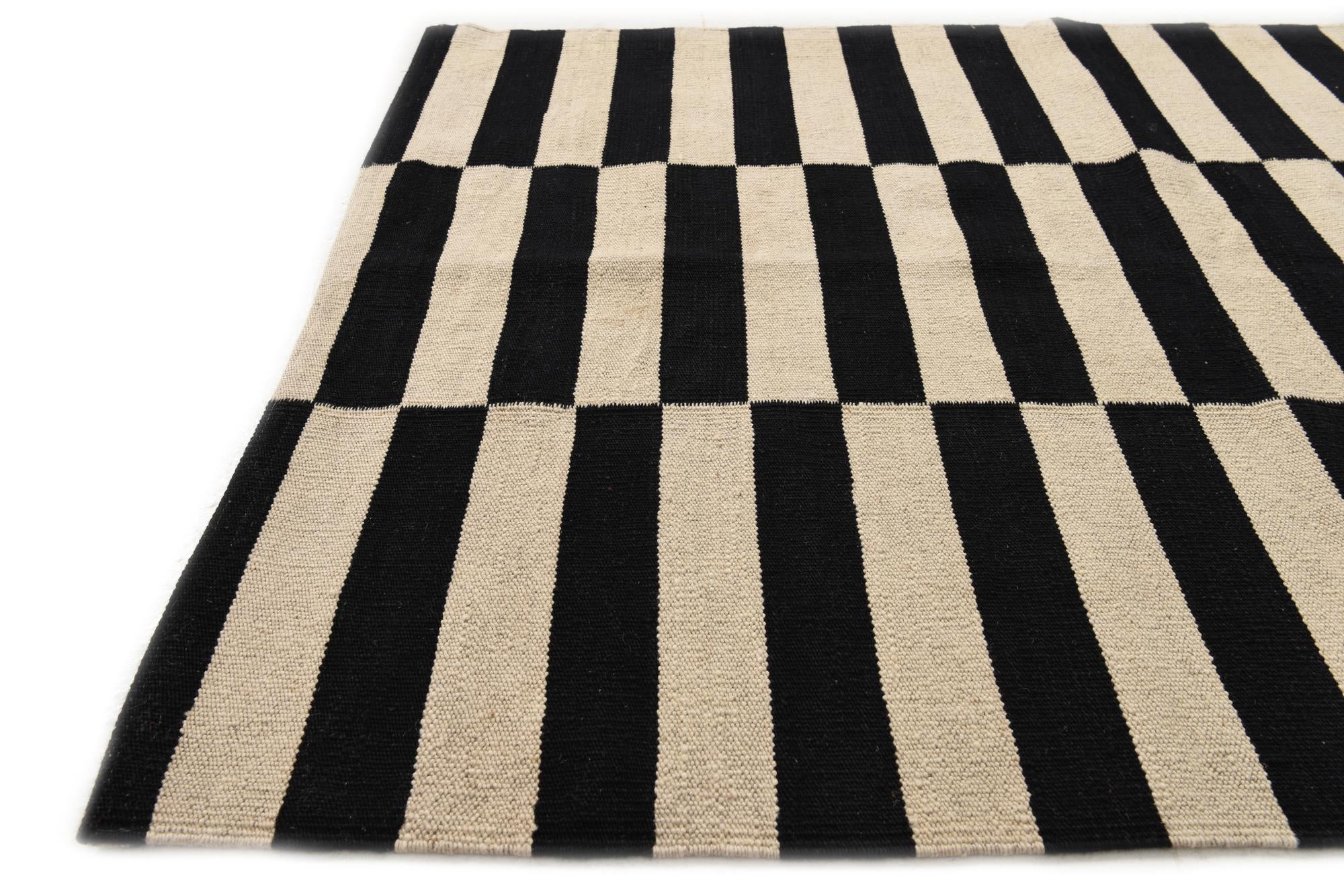 3' 5 x 4' 9 Hand Woven Kilim Modern Wool Rug