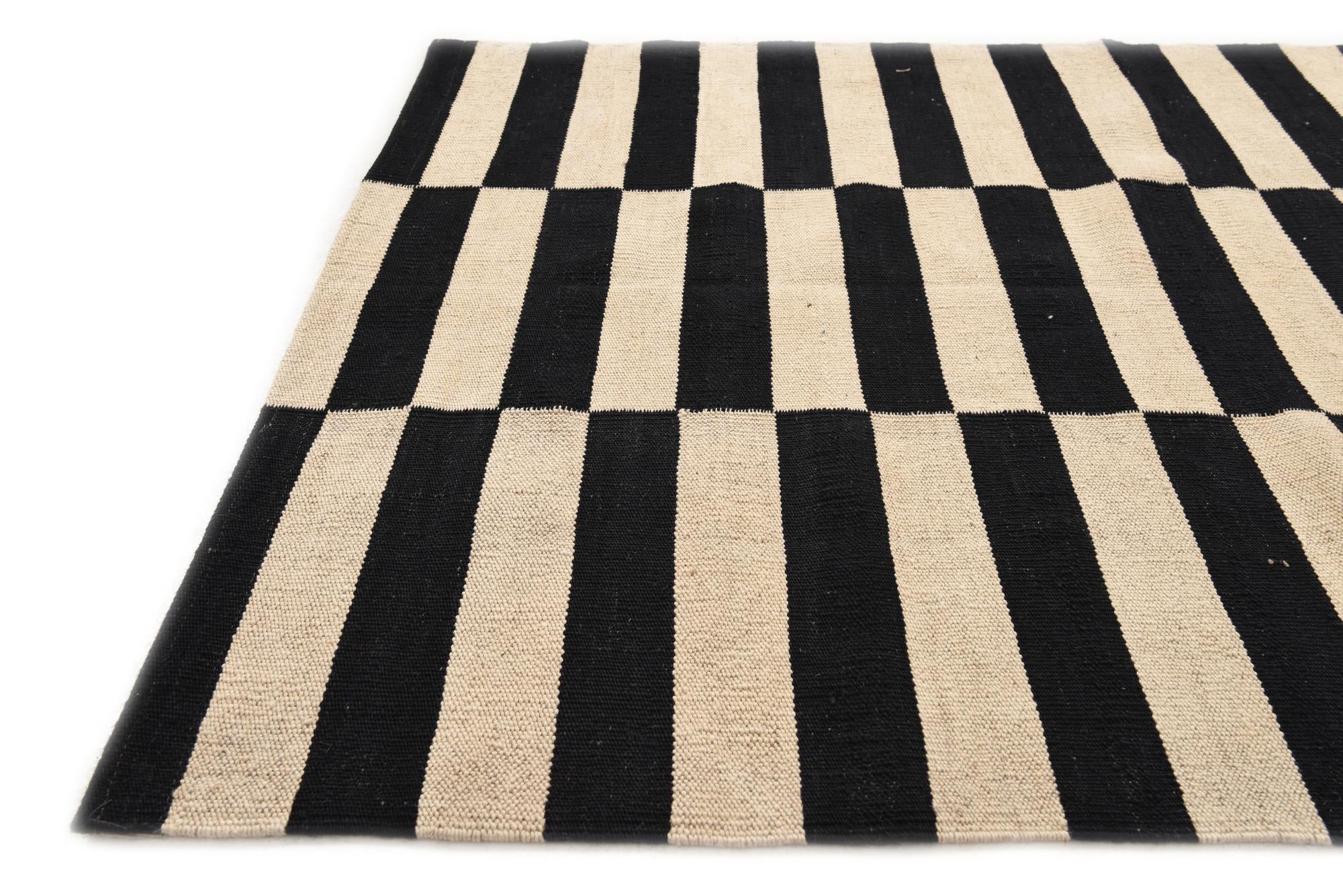 3' 4 x 4' 10 Hand Woven Kilim Modern Wool Rug
