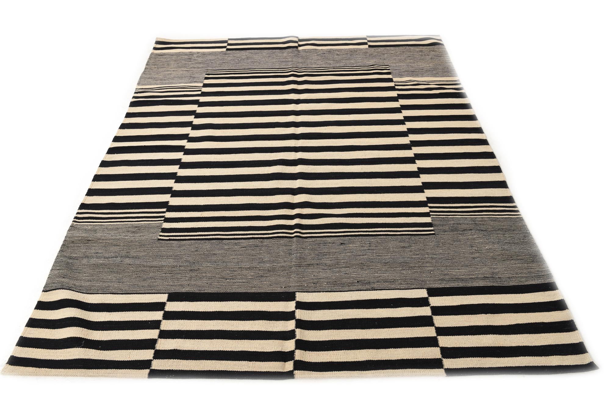6' x 7' 8 Hand Woven Kilim Modern Wool Rug