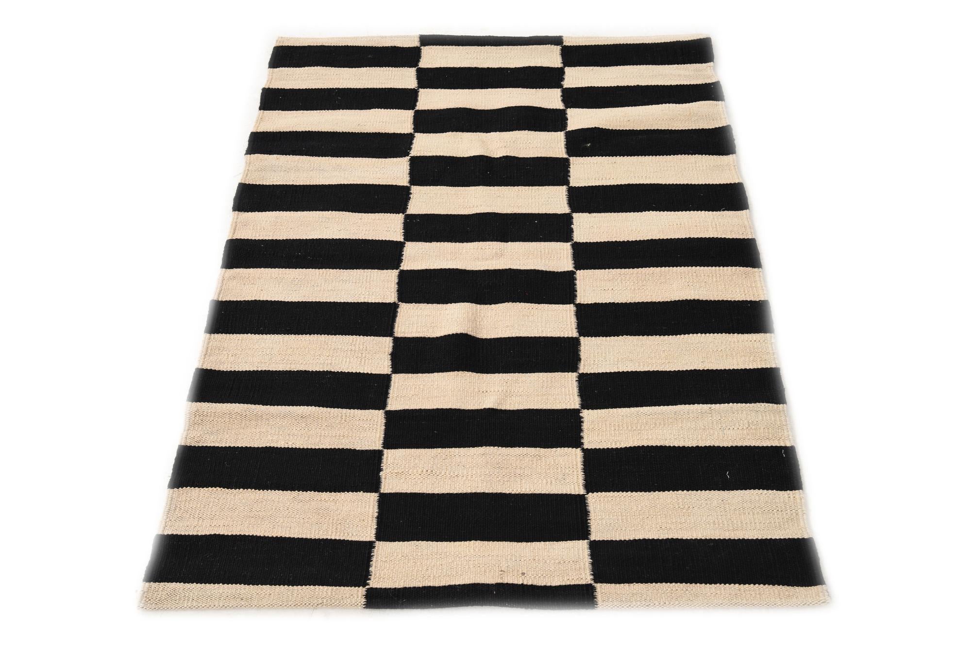 2' 8 x 3' 10 Hand Woven Kilim Modern Wool Rug